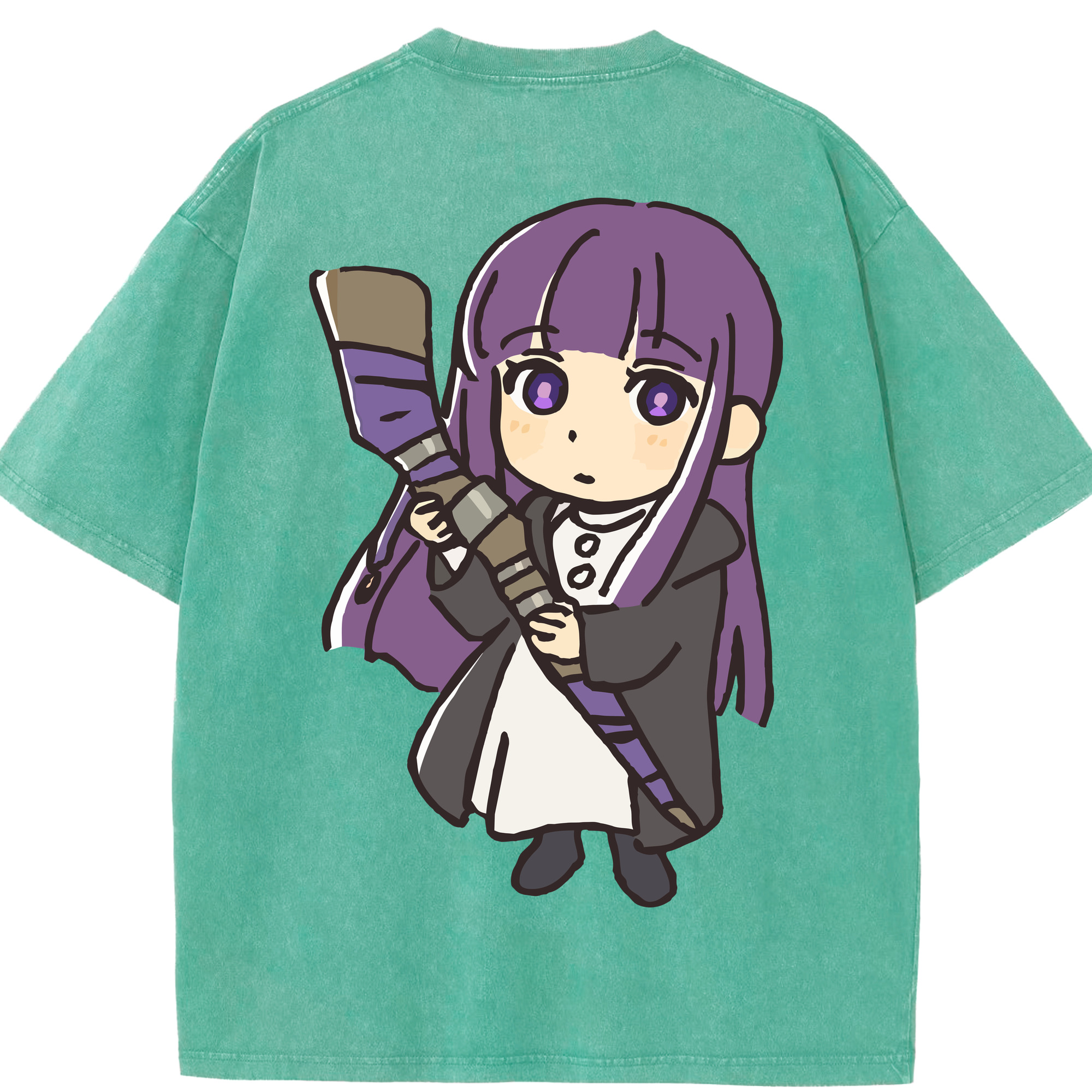 （画像用） 葬送のフリーレン Frieren 綿100% ヴィンテージ風 半袖Tシャツ（背面プリント）